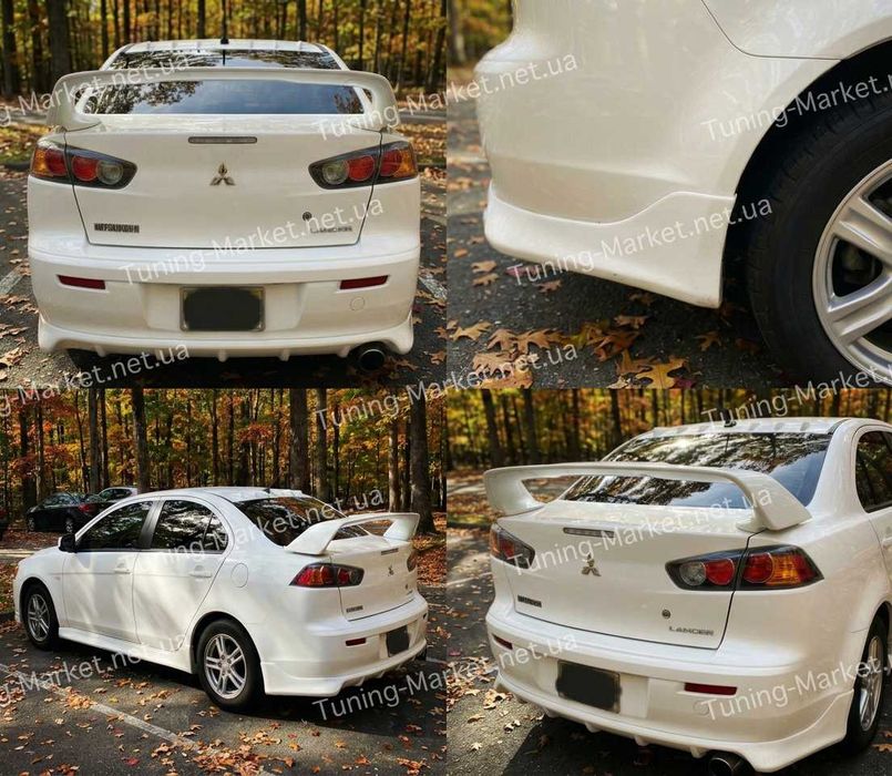 Накладка Диффузор Evolution на задний бампер Mitsubishi Lancer X