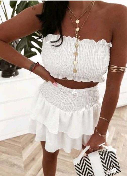 Komplet top plus spódnico-spodenki xs s m