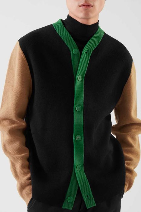 Теплий кардиган колорблок бавовна вовна COS