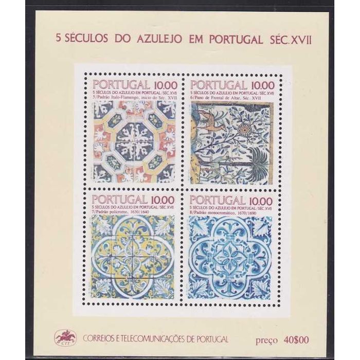 Blocos novos de selos sem charneira e goma original