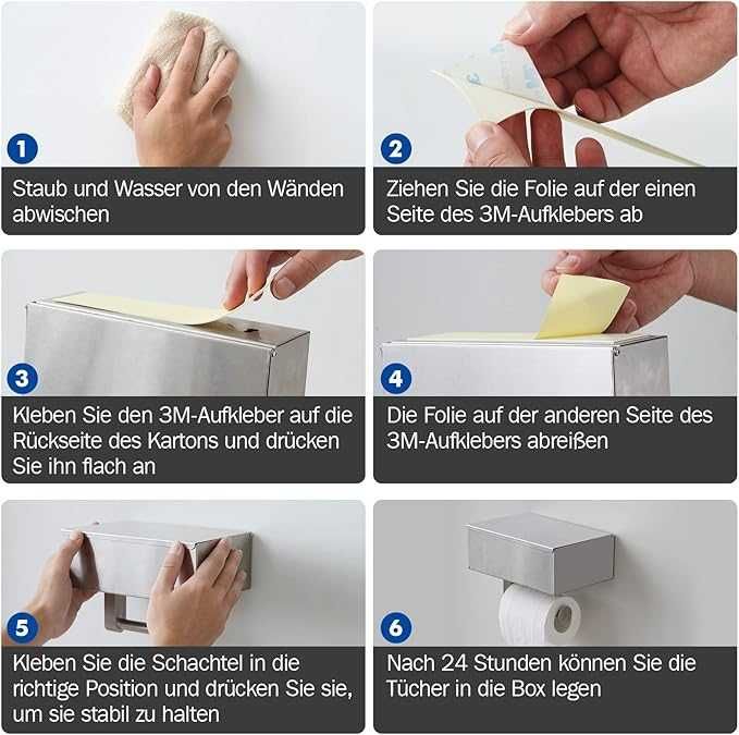 Uchwyt na papier z pojemnikiem na mokre chusteczki srebrny Nowe 671