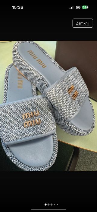 Klapki miu miu  wygodne cudne  rozmiar 40