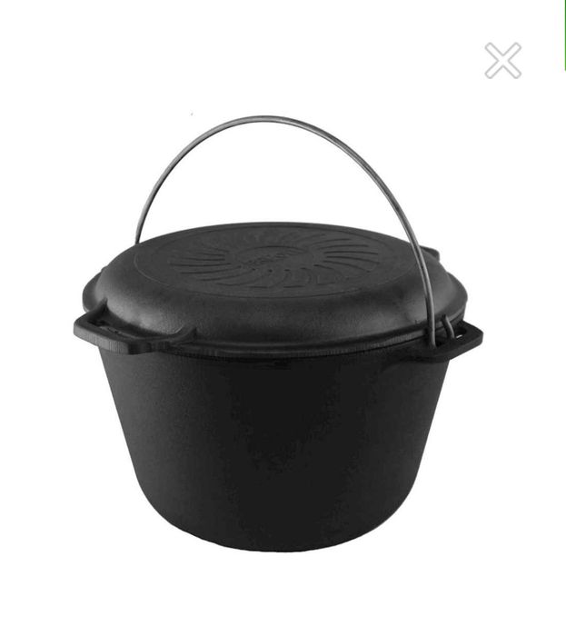 Казан чавунний туристичний 8 літрів з кришкою-сковородою