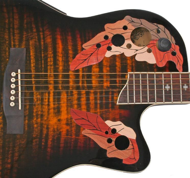 Guitarra tipo ovation castanha tigre