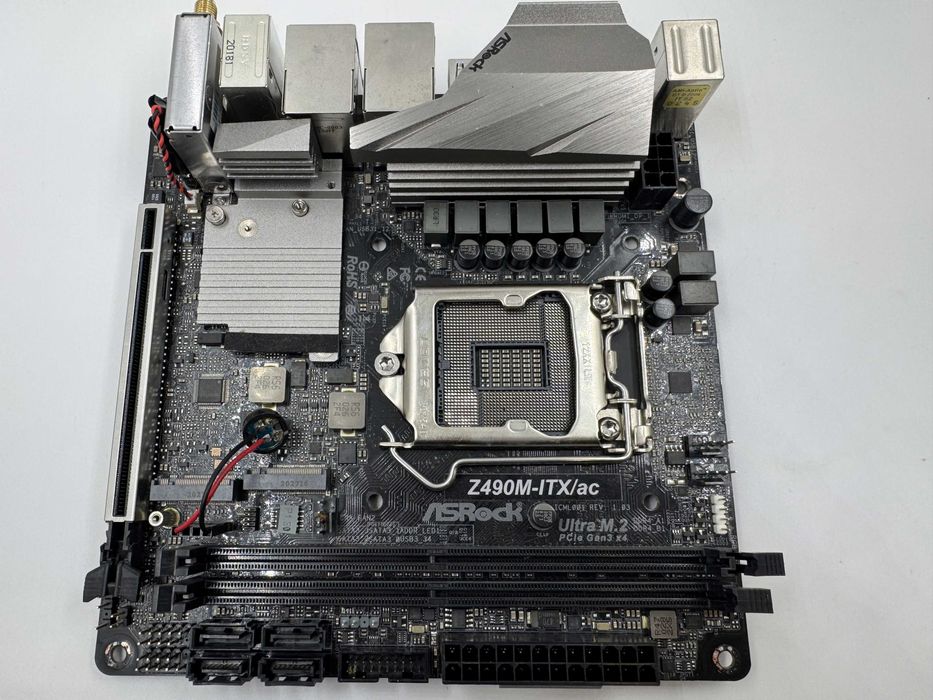 Материнка Asrock Z490M-ITX/ac. Mini-itx. LGA1200 / 2x LAN / 2x m.2