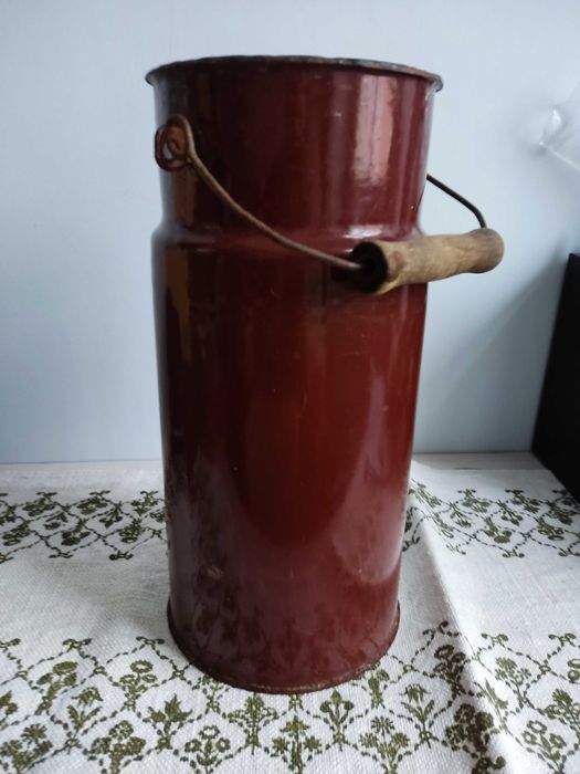 Kanka, bańka emaliowana brązowa na mleko 5l.