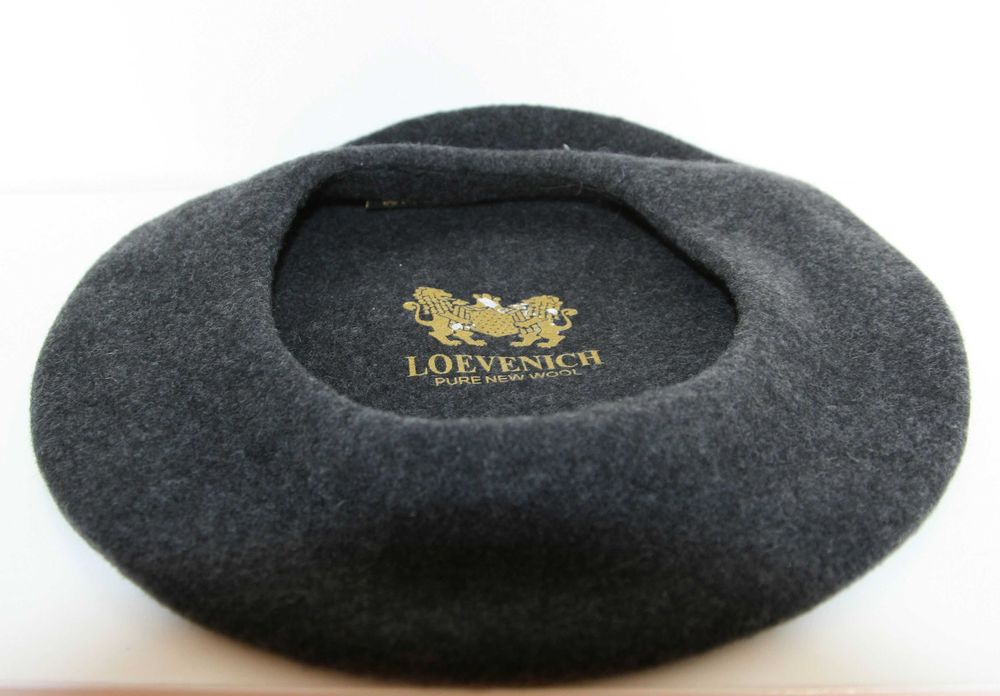 Beret szary Loevenich, wełna 100 proc.