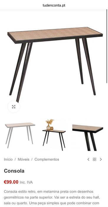 Mesa consola preta com espinhas