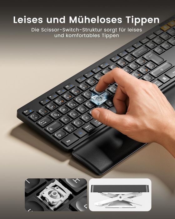 ProtoArc Zestaw Klawiatura i Mysz Bluetooth z Podpórką QWERTZ