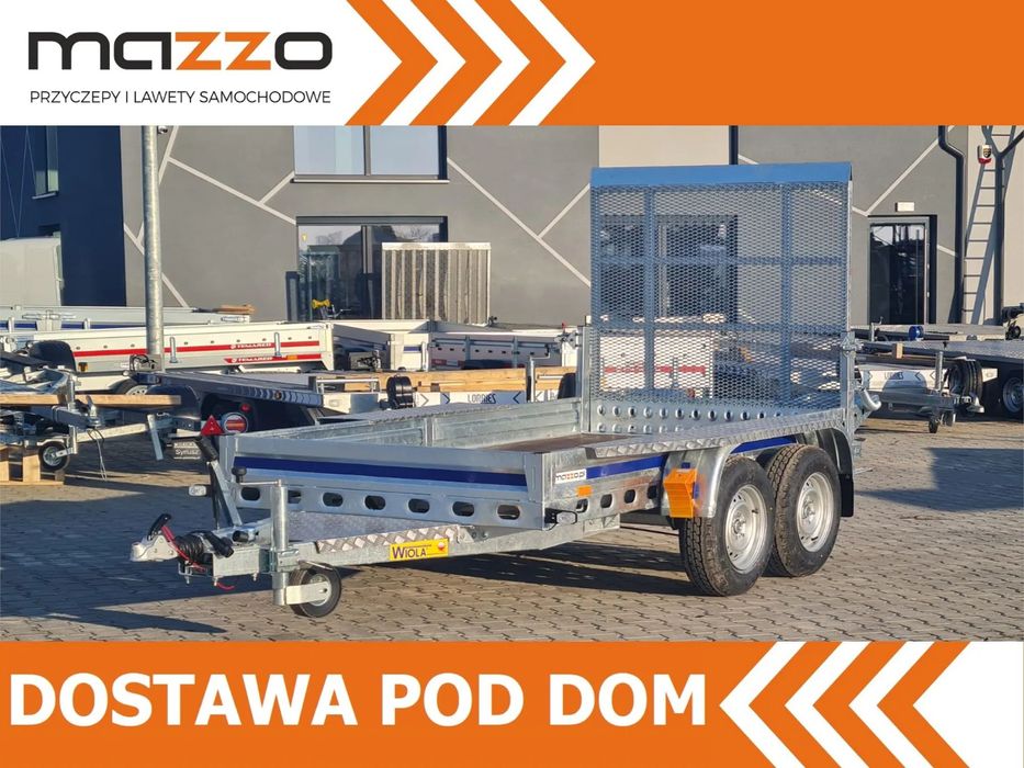 Wiola DOSTAWA 292x142x20 B2730 PRZYCZEPA DO PRZEWOZU MASZYN / BUDOWLANKA WYTRZYMAŁA hamowana  DMC 2700kg MOCNA i wytrzymała budowlanka! Przyczepa z trapem!