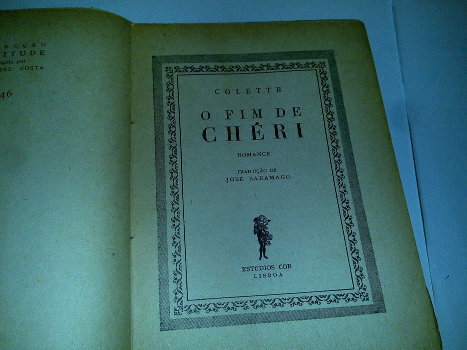 o fim de chéri (colette) tradução de josé saramago 1960 livro raro