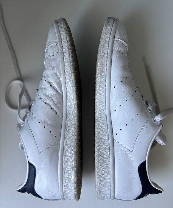 Sapatilhas Adidas Stan Smith brancas e azul-marinho Homem (45 1/3)