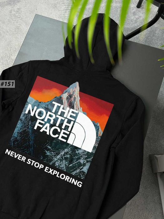 Черное Худи THE NORTH FACE Stallker — TNF Сталкер Большой Принт — Толстовка ТНФ