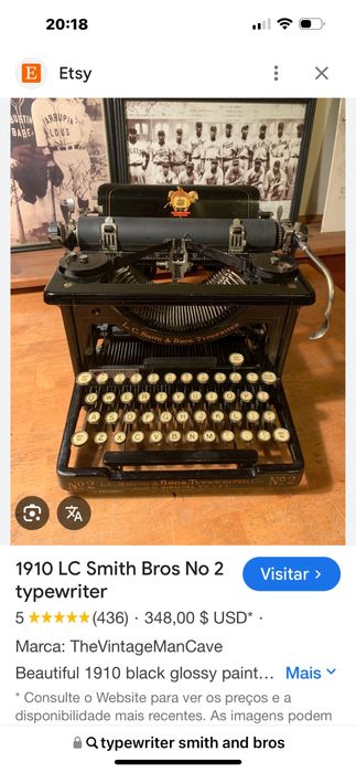 Maquina escrever smith bros ano 1904