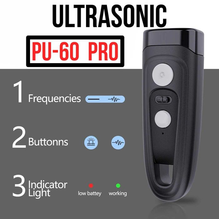 Супер отпугиватель собак Ultrasonic PU-60 очень мощный відлякувач собак (прошка)
