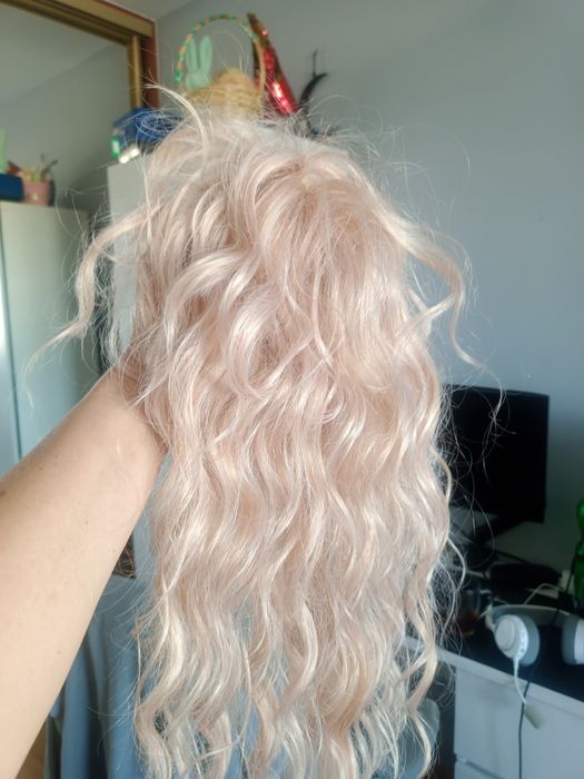 Nowy afro topper różany blond 45cm
