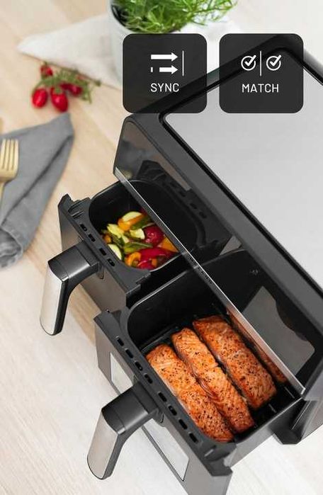 PODWÓJNA Frytkownica dwukomorowa 9L frytownica beztłuszczowa WiFi MOC