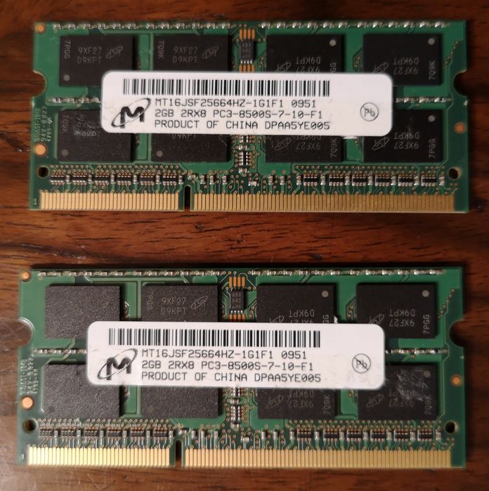 Pamięć do laptopa Micron 2 x 2 GB DDR3.
