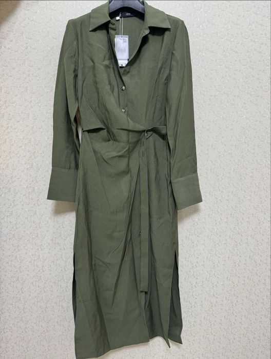 Платье макси mango с-м оливковое вискоза