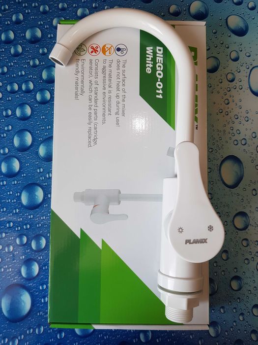 Смеситель змішувач для кухні Plamix Diego Mario 011 White білий