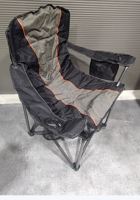 Krzesło kempingowe czarno-szare bez pokrowca
