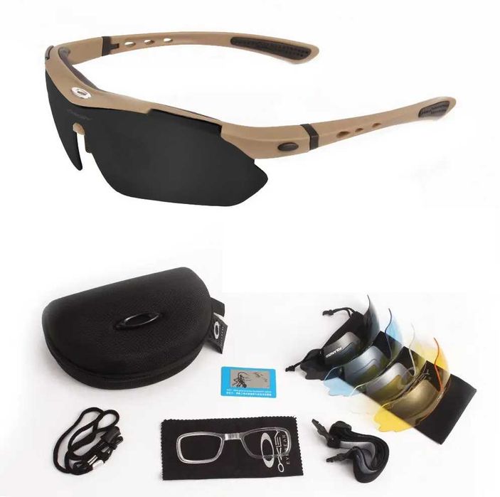Защитные очки тактические армейские с поляризацией Oakley 5 линз.дроп