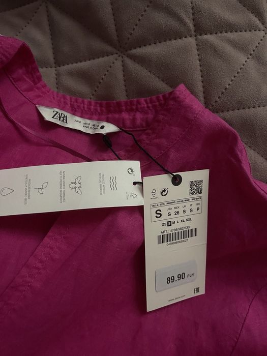 Туніка Zara,плаття-сорочка льняна ,S