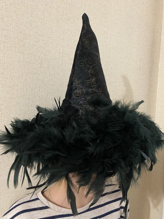Карнавальная Черная шляпа колпак с перьями
