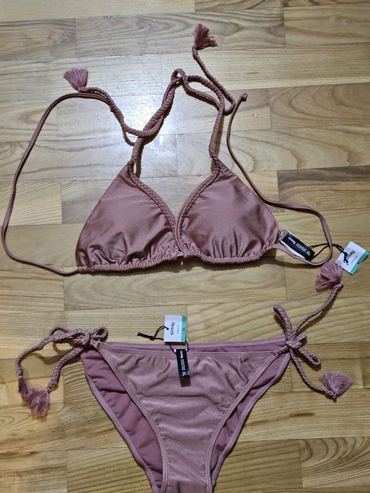 Strój bikini wiązane Sinsay róż XL
