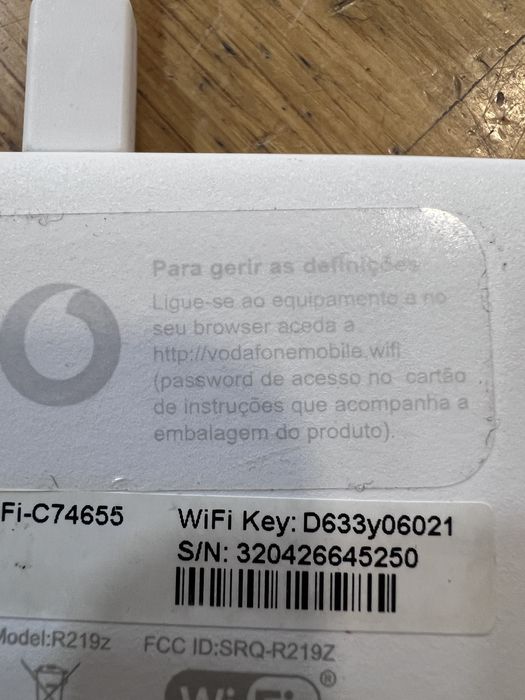 Hotspot Wi-Fi Móvel Vodafone R219z (ZTE) – 4G