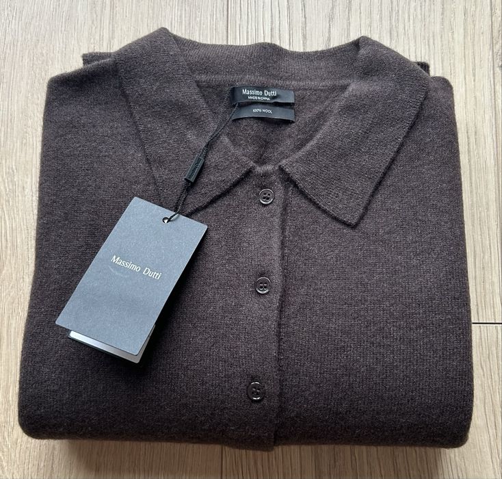 Sweter polo brazowy Massimo Dutti rozmiar S