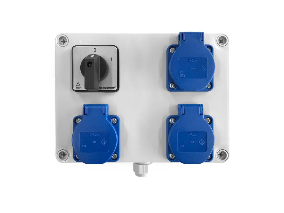 Skrzynka elektryczna z wyłącznikiem zasilania 0-1, gniazda 3x16A 230V