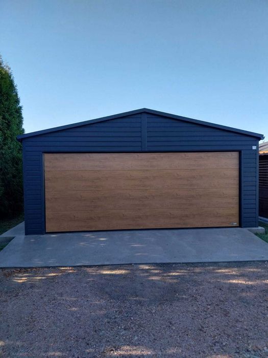 Garaż blaszany grafit 6x5m nowoczesne garaże Gregor brama segmentowa