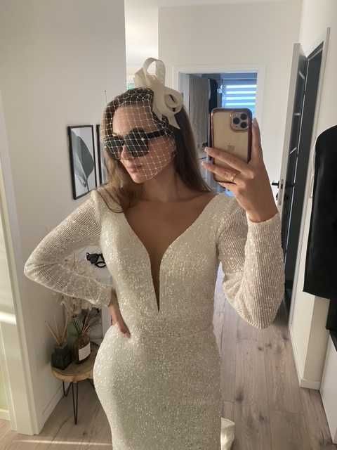 Suknia Ślubna zdobiona cekinami Syrenka 36/38 KATY CORSO