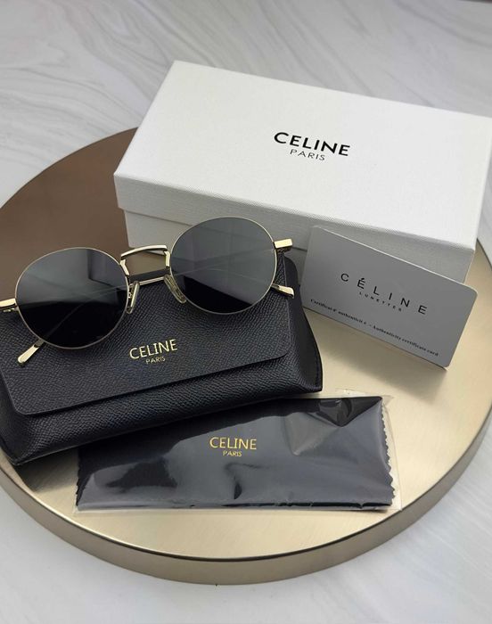 Сонцезахисні окуляри Celine CL40346U золоті круглі металеві, темна лінза, унісекс, оригінал