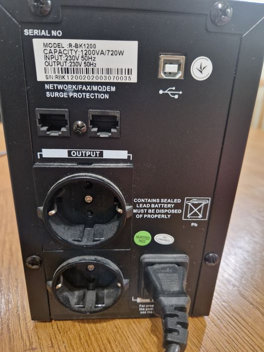 ДБЖ FrimeCom Sumry R-BK1200VA, Line Int., 2 x євро, USB, метал
