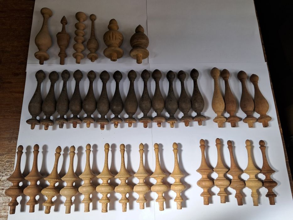 Peças de madeira torneadas