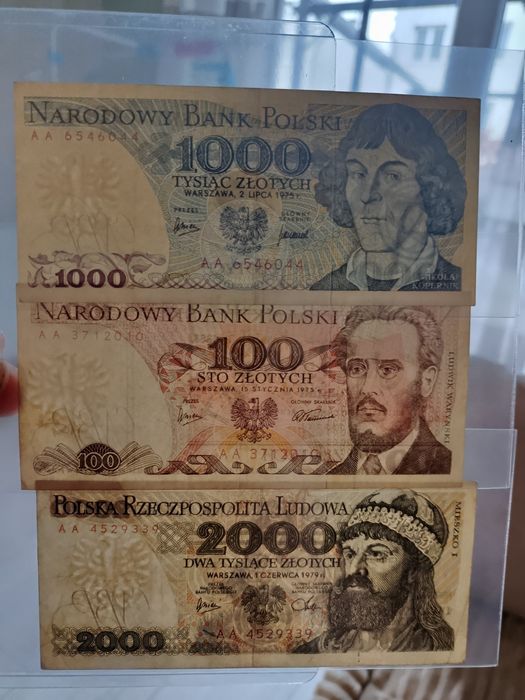 Banknoty prl 1975r seria AA bardzo rzadkie.