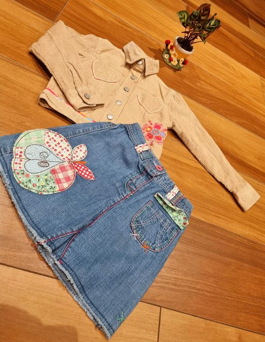 Spódniczka jeansowa R 110 spódnica dżinsowa na gumce aplikacje