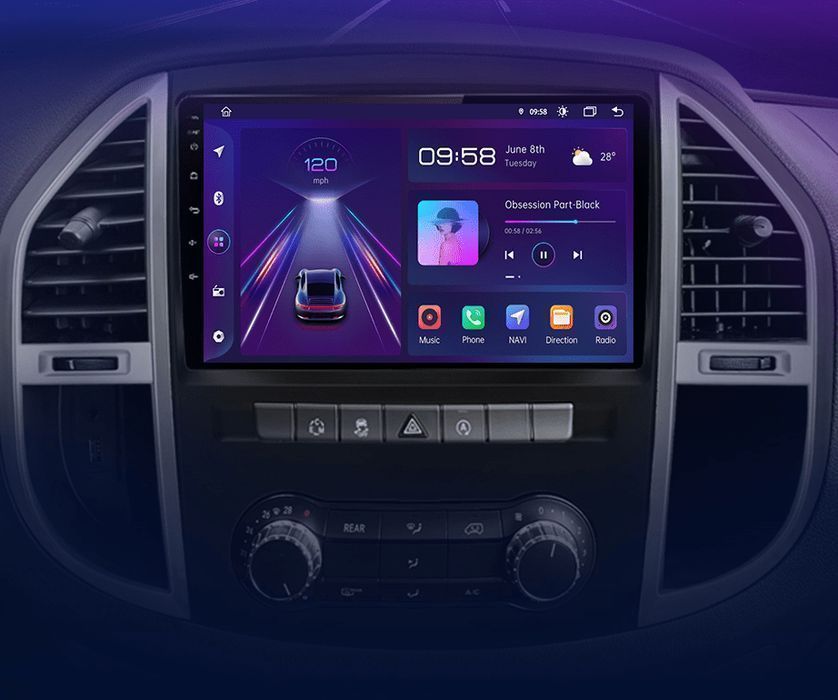 Mercedes Vito W447 – Radio Android 15 9" CarPlay Android Auto 2GB/32GB GPS Nawigacja Stacja Multimedialna WiFi Bluetooth DSP PL