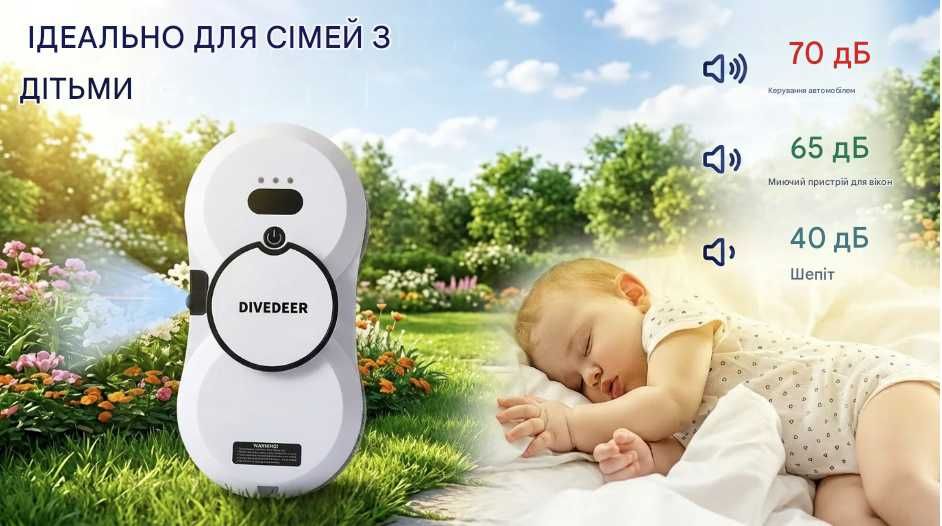 Розумний робот для миття вікон DIVEDEER NEW Black | Auto Spray