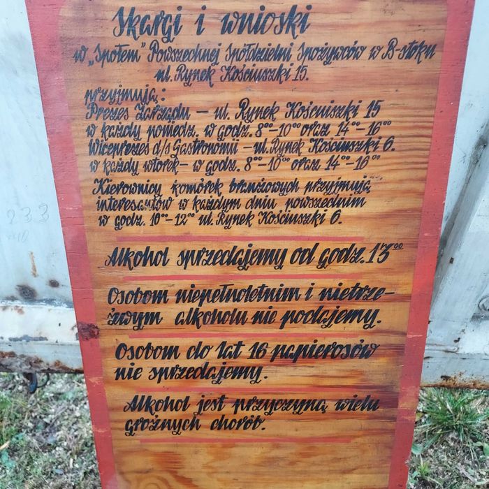 tablica informacyjna PRL PSS Społem Białystok idealna do Pubu