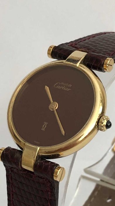 Cartier Must de Paris, srebro pozłacane, oryginał, pasek Cartier, LUX