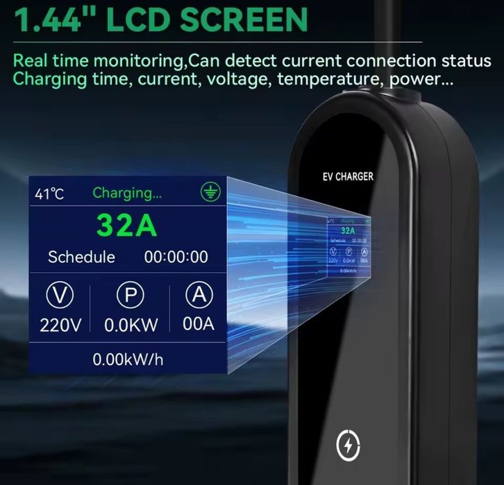 Зарядний пристрій IPENGEN 32A 7kW Type 2 Ev charger для електромобілів ЄВПОПА, регулювання струму 8-32A зарядка