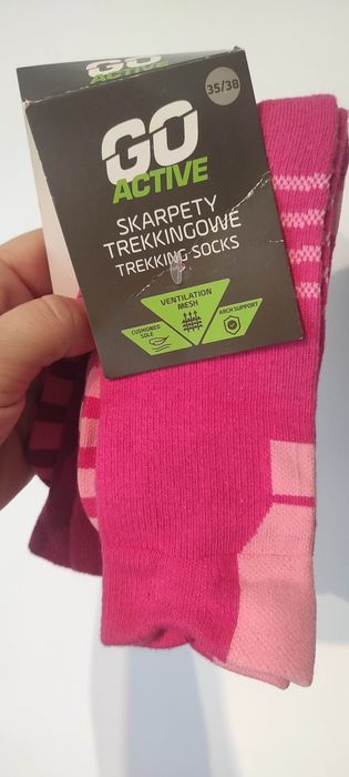 Zestaw dwóch par mocnych skarpet trekkingowych rozmiar 35/38
