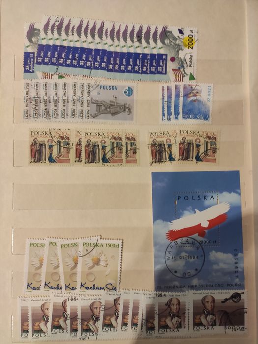 Znaczki pocztowe polskie kasowane 1990-93 r.
