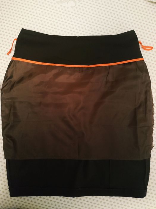 Офісна темно-коричнева спідниця міді  BRICCHINO з розрізом позаду