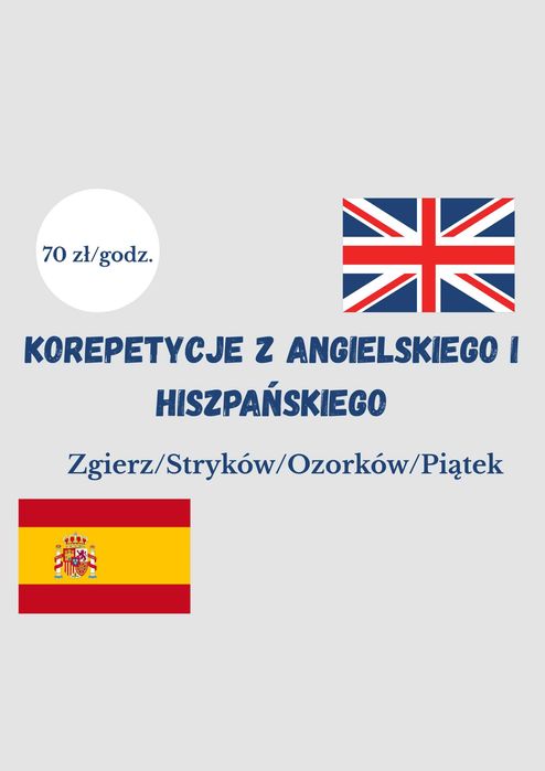 Korepetycje angielski i hiszpański (Zgierz, Stryków, Ozorków, Piątek)