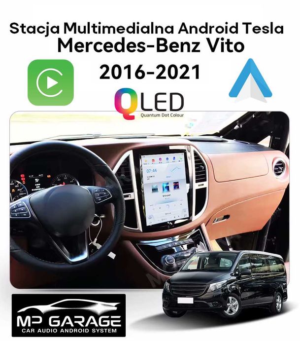Nawigacja Tesla Mercedes Vito 3 W447 CarPlay AndroidAuto 4G LTE Montaż