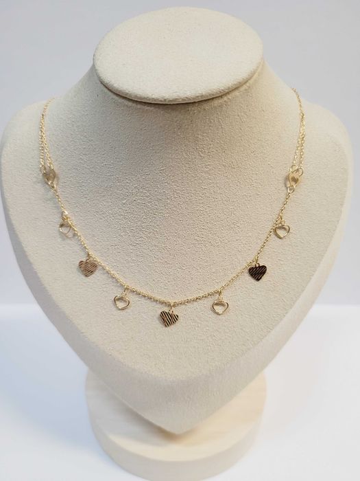 Złoty naszyjnik   z serduszkami    typu celebrytka  PRÓBA 585